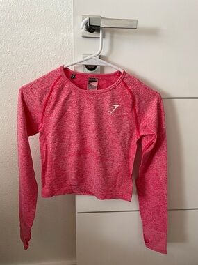 Gymshark  Pink Seamless Long Sleeve Crop Top